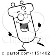 Cartoon Clipart Of A Black And White Test Tube Character Dancing Vector Outlined Coloring Page by Cory Thoman