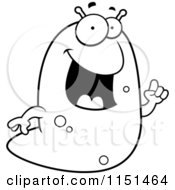 Cartoon Clipart Of A Black And White Slug Talking Vector Outlined Coloring Page