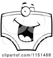 Cartoon Clipart Of A Black And White Excited Underwear Character Vector Outlined Coloring Page by Cory Thoman
