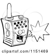 Poster, Art Print Of Black And White Happy Walky Talky Character With A Word Balloon