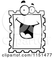 Black And White Happy Smiling Postage Stamp Face