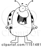 Cartoon Clipart Of A Black And White Happy Ladybug Vector Outlined Coloring Page