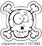 Poster, Art Print Of Black And White Silly Faced Skull And Crossbones