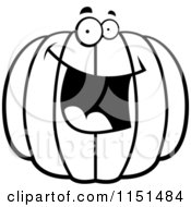 Poster, Art Print Of Black And White Happy Pumpkin Character