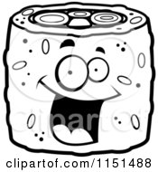 Poster, Art Print Of Black And White Happy Smiling Sushi Face