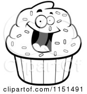 Poster, Art Print Of Black And White Excited Cupcake Character