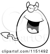 Cartoon Clipart Of A Black And White Devil Egg Face Vector Outlined Coloring Page