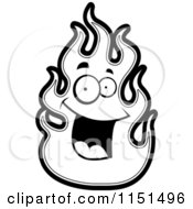 Poster, Art Print Of Black And White Happy Smiling Flame Character