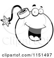 Cartoon Clipart Of A Black And White Happy Smiling Bomb Face Vector Outlined Coloring Page by Cory Thoman