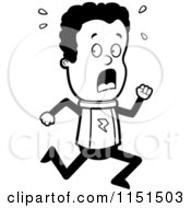 Cartoon Clipart Of A Black And White Running Space Man Vector Outlined Coloring Page