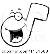 Black And White Happy Music Note Character