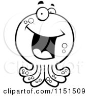 Poster, Art Print Of Black And White Happy Smiling Octopus