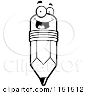 Cartoon Clipart Of A Black And White Happy Smiling Pencil Face Vector Outlined Coloring Page