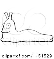 Cartoon Clipart Of A Black And White Slug Vector Outlined Coloring Page