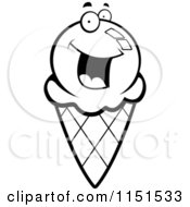 Poster, Art Print Of Black And White Excited Ice Cream Cone Character