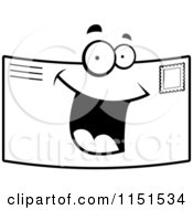 Cartoon Clipart Of A Black And White Letter Character Smiling Vector Outlined Coloring Page by Cory Thoman