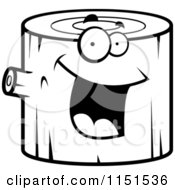 Cartoon Clipart Of A Black And White Happy Smiling Log Character Vector Outlined Coloring Page