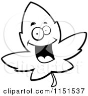 Poster, Art Print Of Black And White Excited Maple Leaf Character