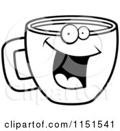 Poster, Art Print Of Black And White Happy Smiling Coffee Cup Face