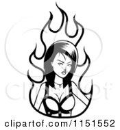 Poster, Art Print Of Black And White Sexy Woman In Flames
