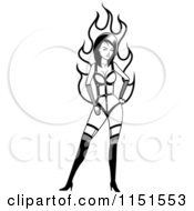 Poster, Art Print Of Black And White Sexy Woman With Flames