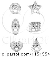 Cartoon Clipart Of Black And White Shape Mascots Vector Outlined Coloring Page