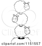 Cartoon Clipart Of A Black And White Pile Of Balanced Sheep Vector Outlined Coloring Page