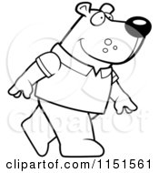Cartoon Clipart Of A Black And White Bear Wearing A Shirt And Walking Upright Vector Outlined Coloring Page by Cory Thoman