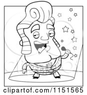 Cartoon Clipart Of A Black And White Performing Elvis Impersonator Vector Outlined Coloring Page by Cory Thoman