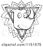 Cartoon Clipart Of A Black And White Safari Rhino Sign Vector Outlined Coloring Page