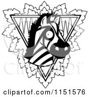 Cartoon Clipart Of A Black And White Safari Zebra Sign Vector Outlined Coloring Page