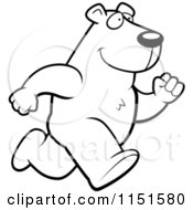 Cartoon Clipart Of A Black And White Polar Bear Running Upright Vector Outlined Coloring Page