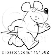 Cartoon Clipart Of A Black And White Mouse Running Upright Vector Outlined Coloring Page
