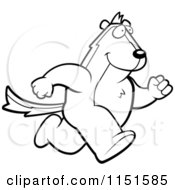 Cartoon Clipart Of A Black And White Skunk Running Vector Outlined Coloring Page