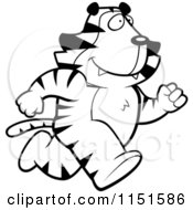 Poster, Art Print Of Black And White Running Tiger Heading Right