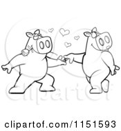 Poster, Art Print Of Black And White Dancing Pig Pair