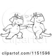 Poster, Art Print Of Black And White Romantic Triceratops Couple Dancing