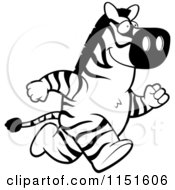 Cartoon Clipart Of A Black And White Zebra Running On His Hind Legs Vector Outlined Coloring Page