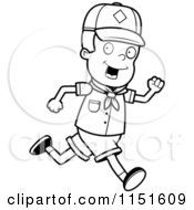 Black And White Cub Scout Boy Running
