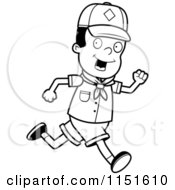 Black And White African American Cub Scout Boy Running