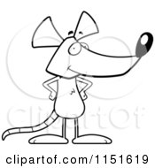 Cartoon Clipart Of A Black And White Standing Mouse Vector Outlined Coloring Page