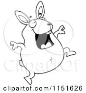 Poster, Art Print Of Black And White Happy Leaping Rabbit Character