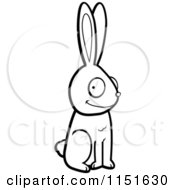 Cartoon Clipart Of A Black And White Sitting Rabbit Vector Outlined Coloring Page