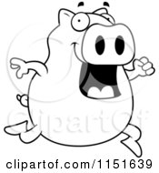 Poster, Art Print Of Black And White Happy Pig Jumping