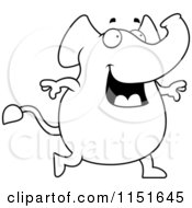 Poster, Art Print Of Black And White Happy Smiling And Walking Elephant