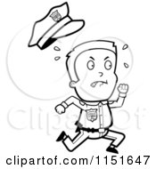 Poster, Art Print Of Black And White Little Police Man Running And Sweating