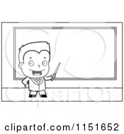 Poster, Art Print Of Black And White Little Teacher Boy Pointing To A Chalk Board