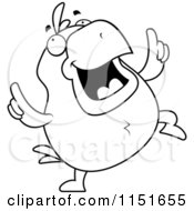 Cartoon Clipart Of A Black And White Chick Doing A Happy Dance Vector Outlined Coloring Page