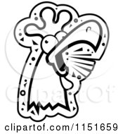 Cartoon Clipart Of A Black And White Crowing Rooster Vector Outlined Coloring Page