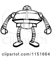 Cartoon Clipart Of A Black And White Robot Vector Outlined Coloring Page
